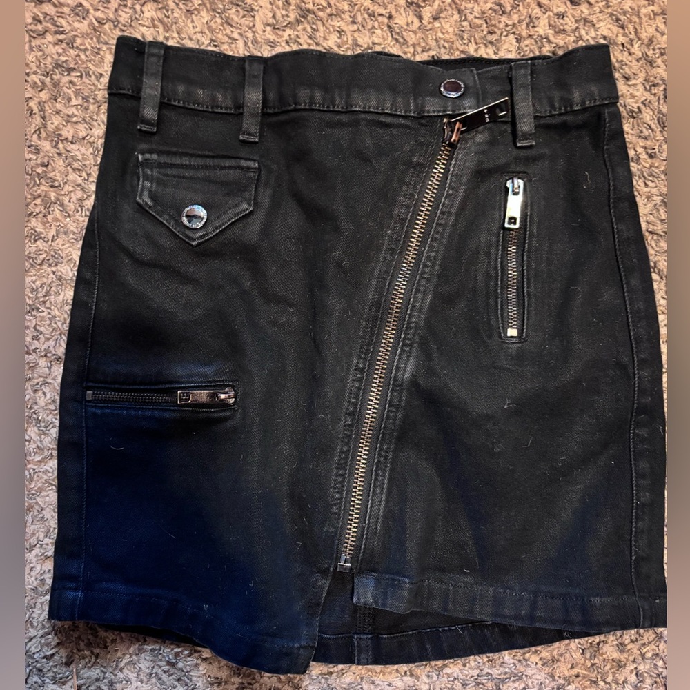 Hudson Jeans Black Mini Skirt with Zipper Accents